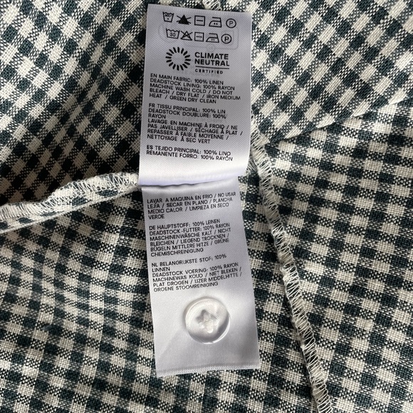 NEW Reformation Balia Midi Linen Dress Slate Check Plaid Navy White | US 2 UK 4 - Picture 10 of 15